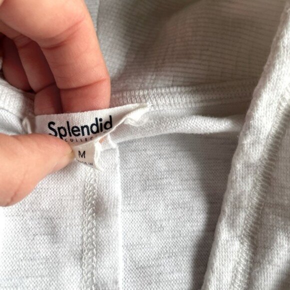 Splendid White Open Cardigan Sz Medium Cotton Polyester Elastane Blend Pockets - Picture 4 of 10